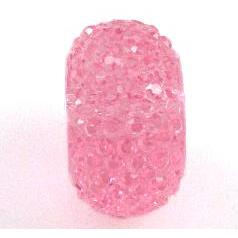 resin rhinestone bead, rondelle, pink