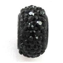 resin rhinestone bead, rondelle, black