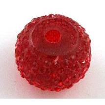 resin rhinestone bead, flat round, red
