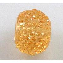resin Rhinestone bead, flat round, gold