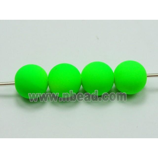 matte round resin bead, green