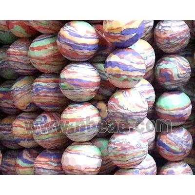 resin & stone bead, faceted round, colorful, stripe