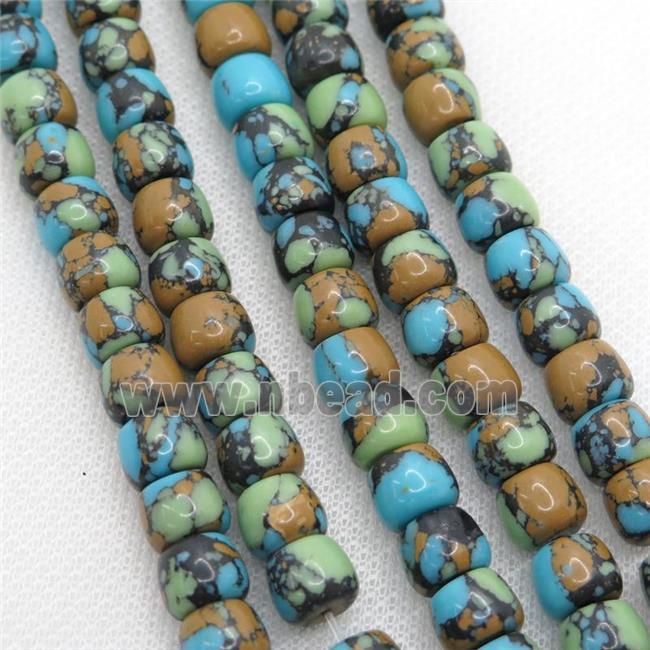Assembled Turquoise barrel beads, multicolor
