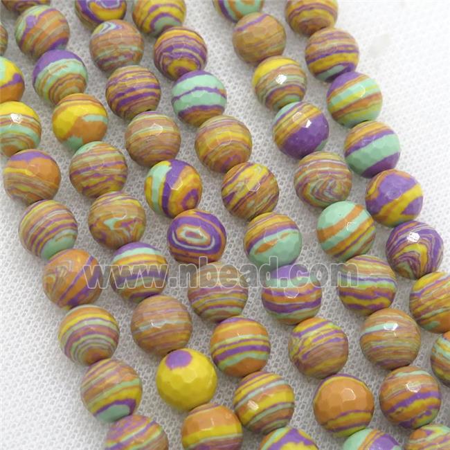 Synthetic Malachite beads, faceted round, multicolor