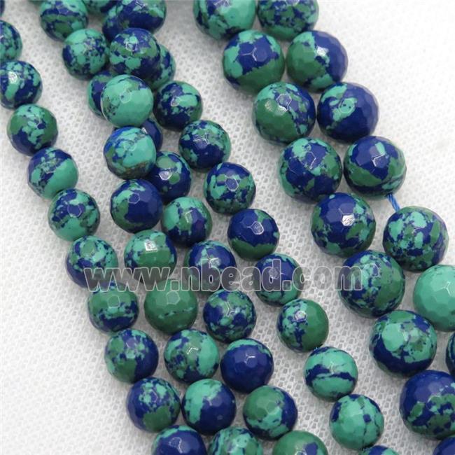 faceted round Azurite beads, dye