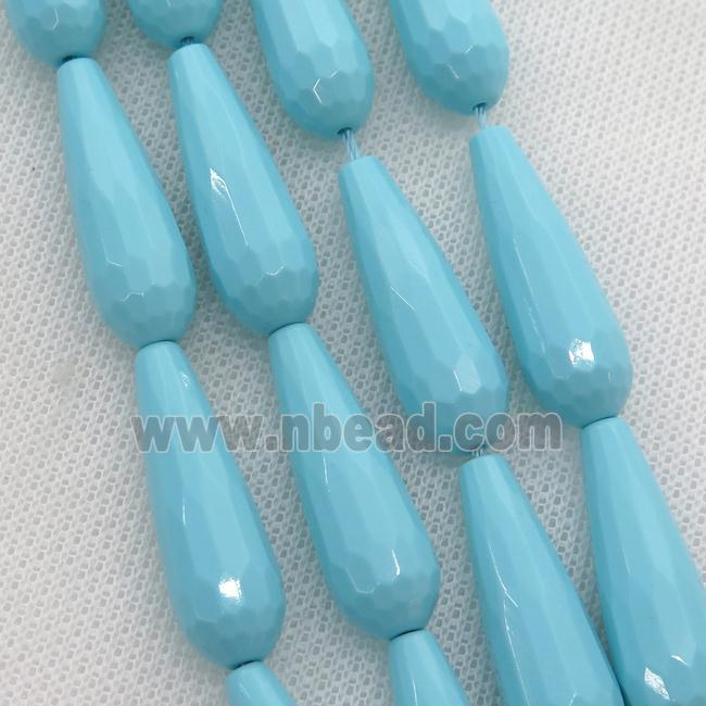 blue Synthetic Turquoiuse beads, faceted teardrop