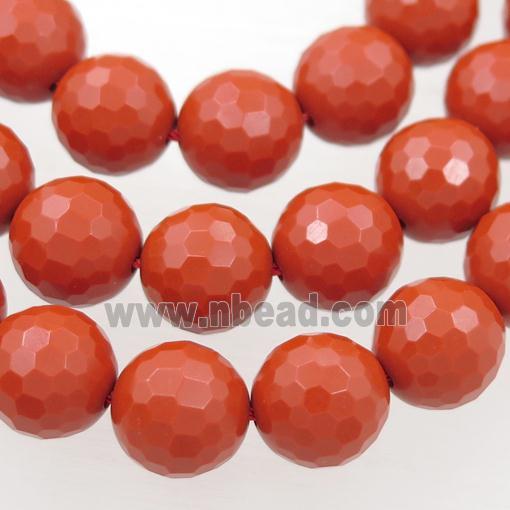 Synthetic red Coral Beads, faceted round