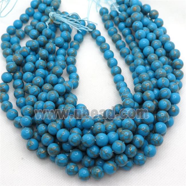 blue Assembled Turquoise beads, round