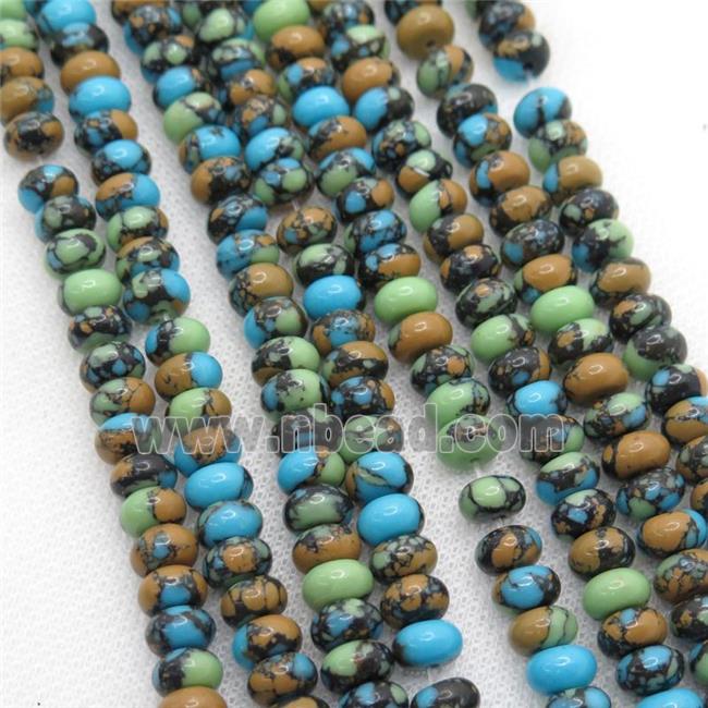 Assembled Turquoise rondelle beads, multicolor