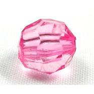transparent Acrylic Beads, faceted round, pink