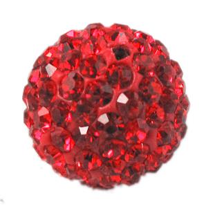 round Fimo Beads pave rhinestone, red