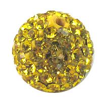 round Fimo Beads pave rhinestone, lemon-yellow