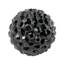 round Fimo Beads pave rhinestone, black