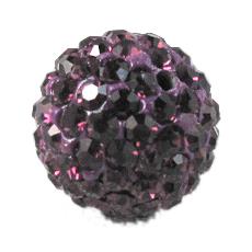 round Fimo Beads pave rhinestone, deep purple