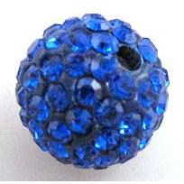 round Fimo Beads pave rhinestone, rich blue