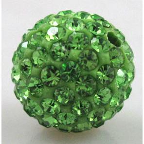 round Fimo Beads pave rhinestone, green