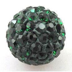 round Fimo Beads pave rhinestone, dark green