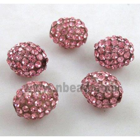 Resin bead pave rhinestone, oval, pink