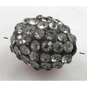 Resin bead pave rhinestone, oval, grey