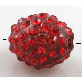 Resin bead pave rhinestone, oval, red