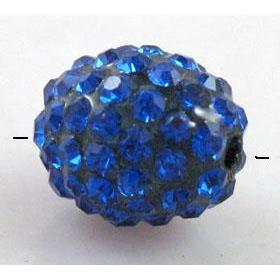 Resin bead pave rhinestone, oval, rich blue
