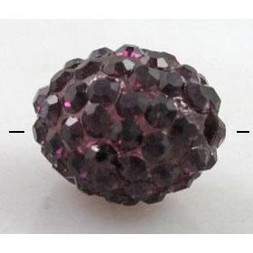 Resin bead pave rhinestone, oval, purple