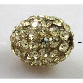Resin bead pave rhinestone, oval, lt.gold
