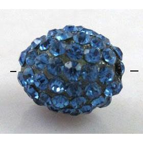 Resin bead pave rhinestone, oval, blue