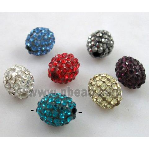 Resin bead pave rhinestone, oval, mixed color