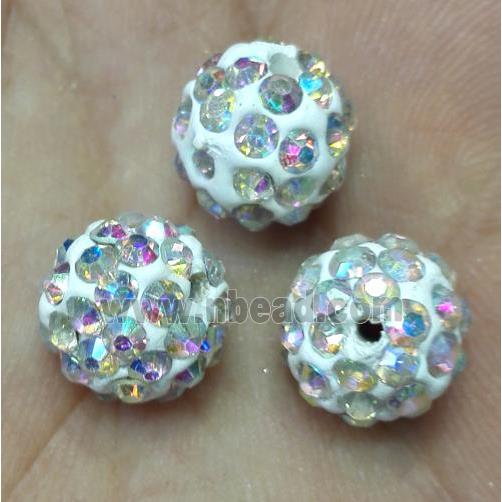 Fimo bead with rhinestone, AB-color