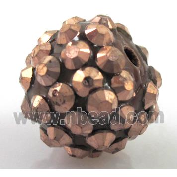 Round crystal rhinestone bead, antique copper plated