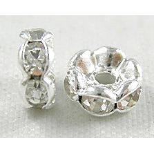 Clear Rondelles Middle East Rhinestone Beads with Silver Plated