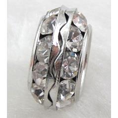 Clear Rondelles Middle East Rhinestone Beads with Platinum Plated, Nickel free