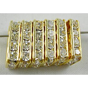 Gold Plated Rectangle Clear  Middle East Rhinestone Beads, Nickel Free