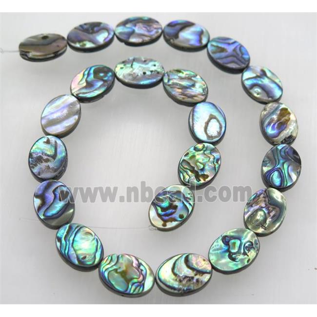 Paua Abalone shell bead, flat oval