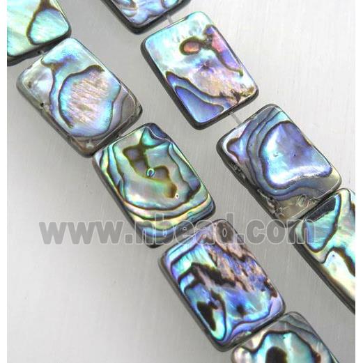 Paua Abalone shell bead, rectangle