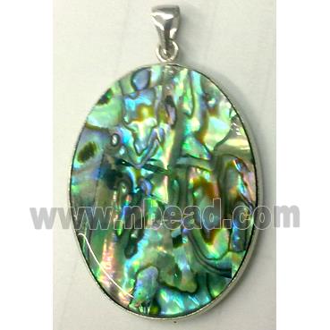 Paua Abalone shell pendant, oval, mxied