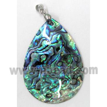 Paua Abalone shell pendant, teardrop, mxied