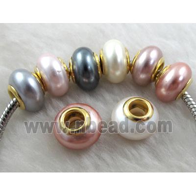 pearlized shell beads, rondelle, Mixed color