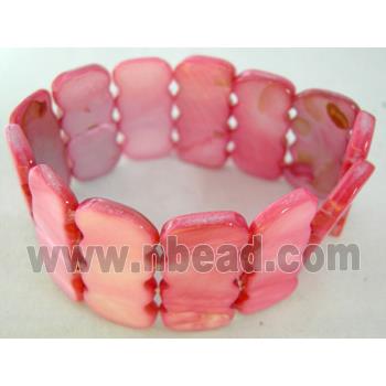 freshwater shell bracelet, stretchy, red