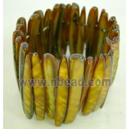 freshwater shell bracelet, stretchy, bronze