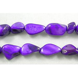 32 inches string of freshwater shell beads, freeform, deep-lavender