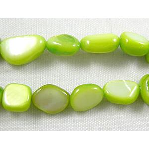 32 inches string of freshwater shell beads, freeform, olive