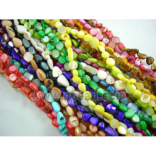 32 inches string of freshwater shell beads, freeform, mixed color