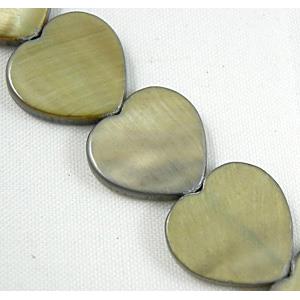 15.5 inches string of freshwater shell beads, heart, bronze