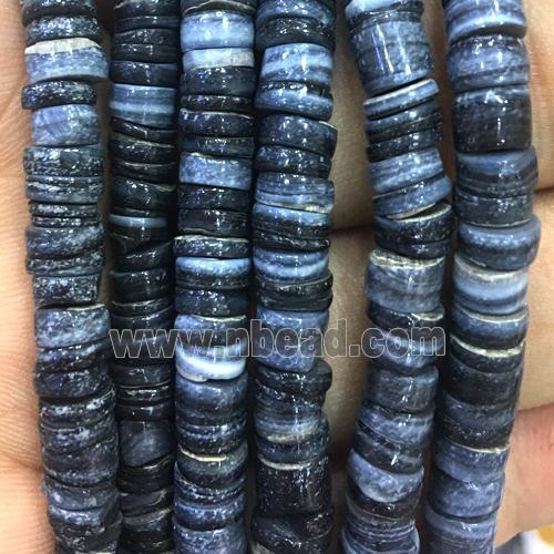Shell heishi beads, black dye