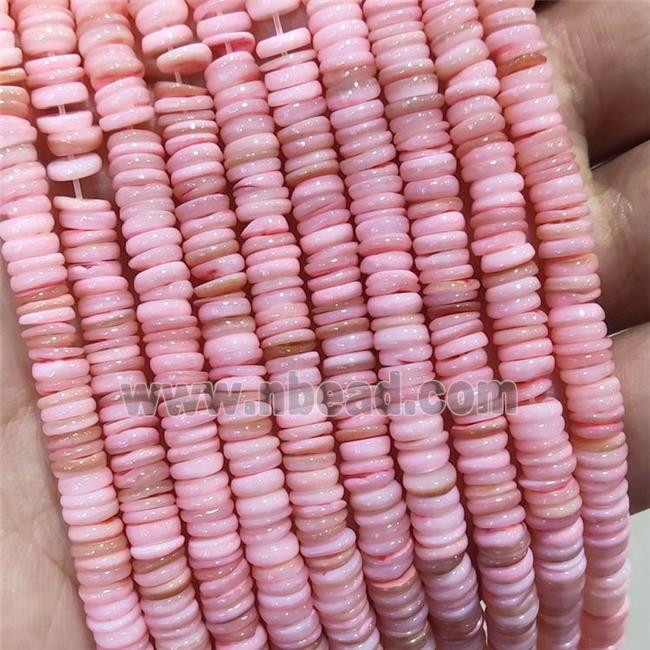 Shell heishi beads, pink
