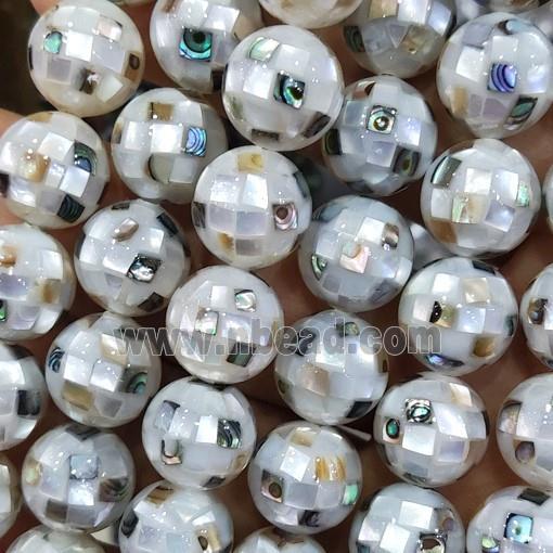 Mother of Pearl Beads with Abalone, faceted round