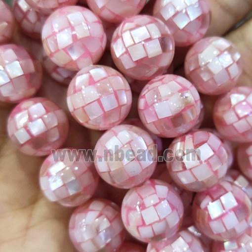 pink Mother of Pearl Beads, faceted round