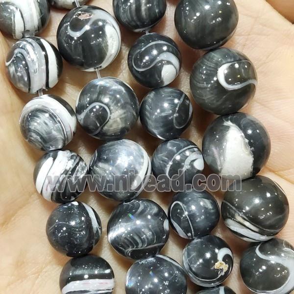 Natural Sea Shell Beads Smooth Round Black Dye